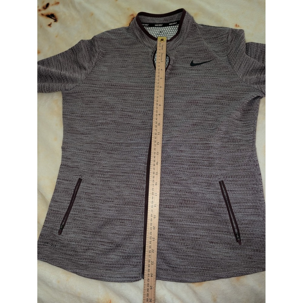 Nike Golf Dri-FIT Full Zip Jacket Womens XL Burgundy Gray Textured Knit Layer - Picture 3 of 11